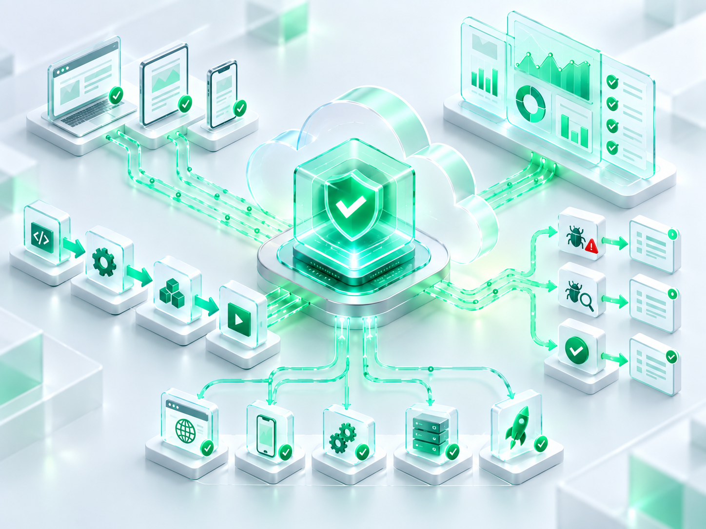 Quality assurance specialists reviewing enterprise software test results